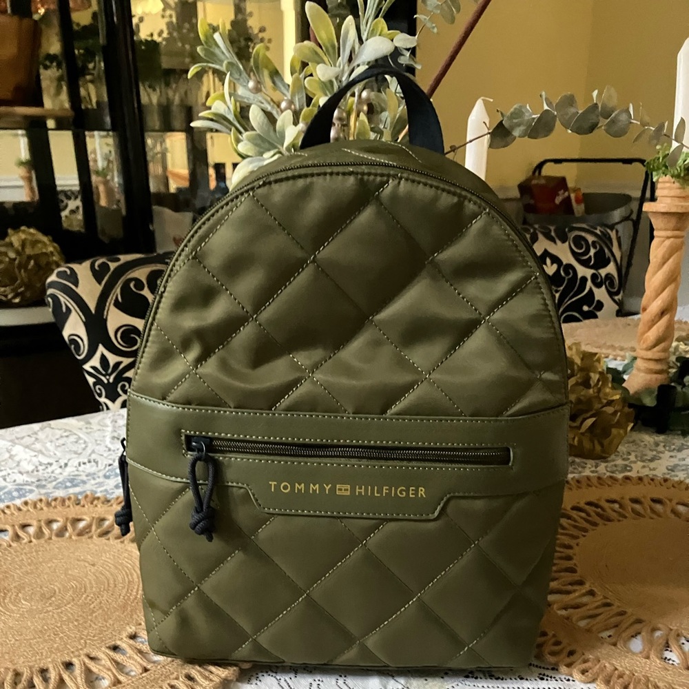 Cute Tommy Hilfiger, green backpack handbag